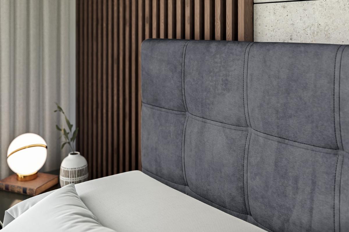 BOXBETT mit Matratze H3 und Lattenrost - MARCE - 140 x 200 cm - Grau - Dunkelgrau, Holzwerkstoff (140/200cm) - ALTDECOR