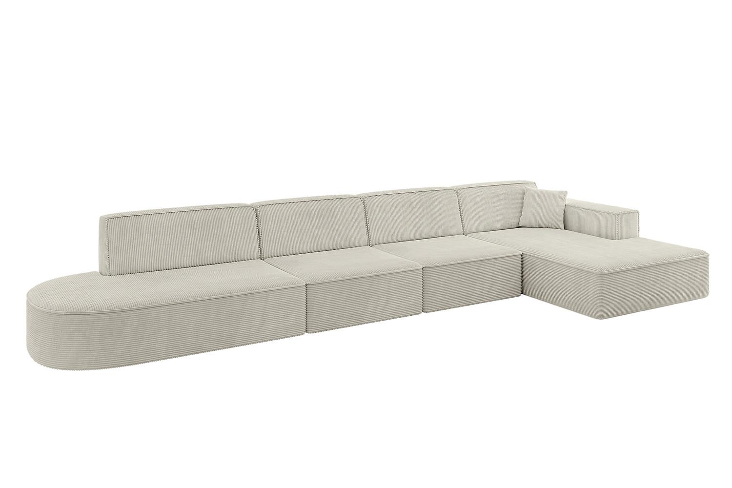 ECKSOFA Ottomane Rechts IREA-L3-v4 - 412x165x77 cm Creme - Ecru/Greige, Holzwerkstoff/Textil (412/165cm) - ALTDECOR