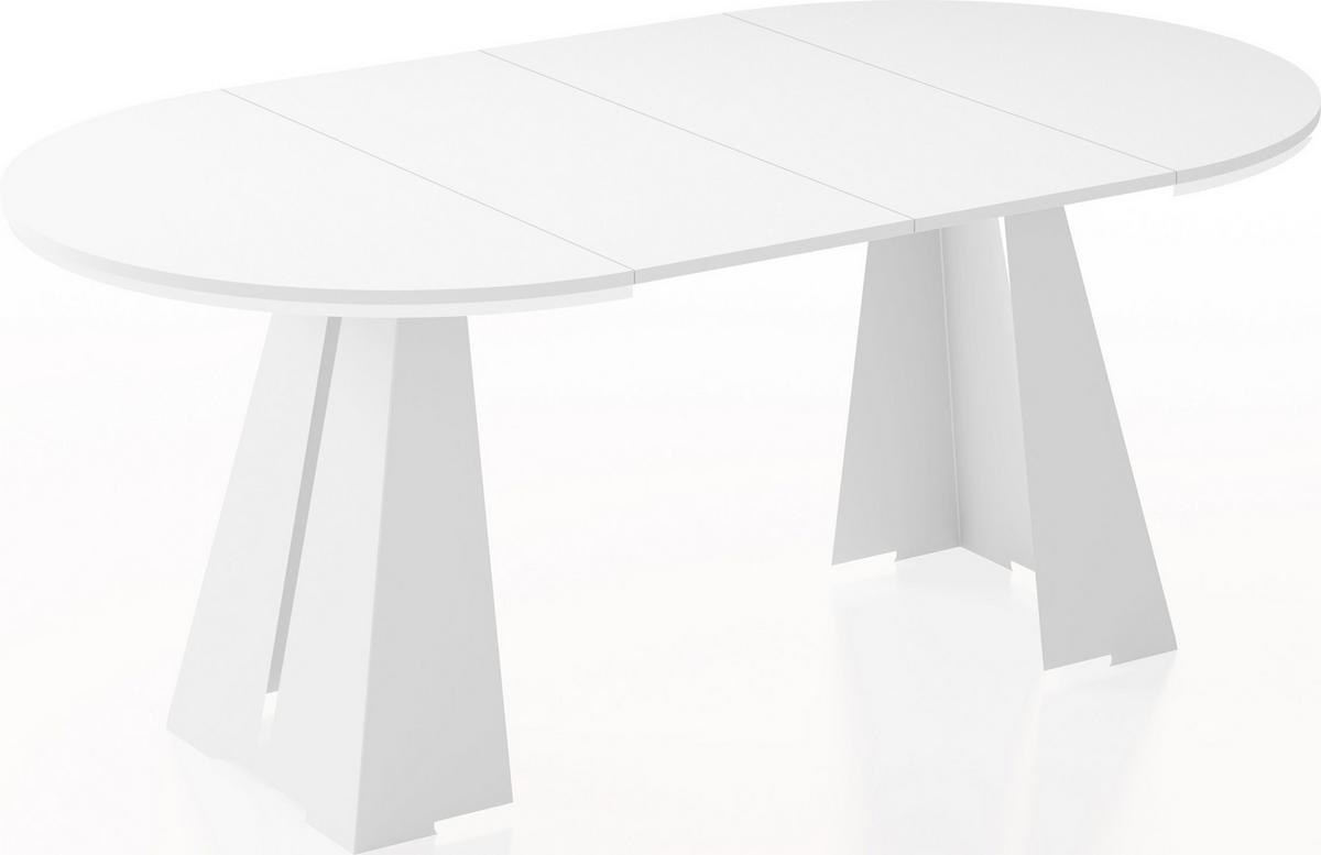 ESSTISCH Kova runder ausziehbarer, Weiß 100-180/100/76 cm - Weiß, Holzwerkstoff/Metall (100/176/76cm) - WFL GROUP