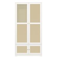 GARDEROBE in weiß mit rattan-geflecht, 2 türen - Weiß, Holzwerkstoff (90/180/48cm) - Urban Meuble