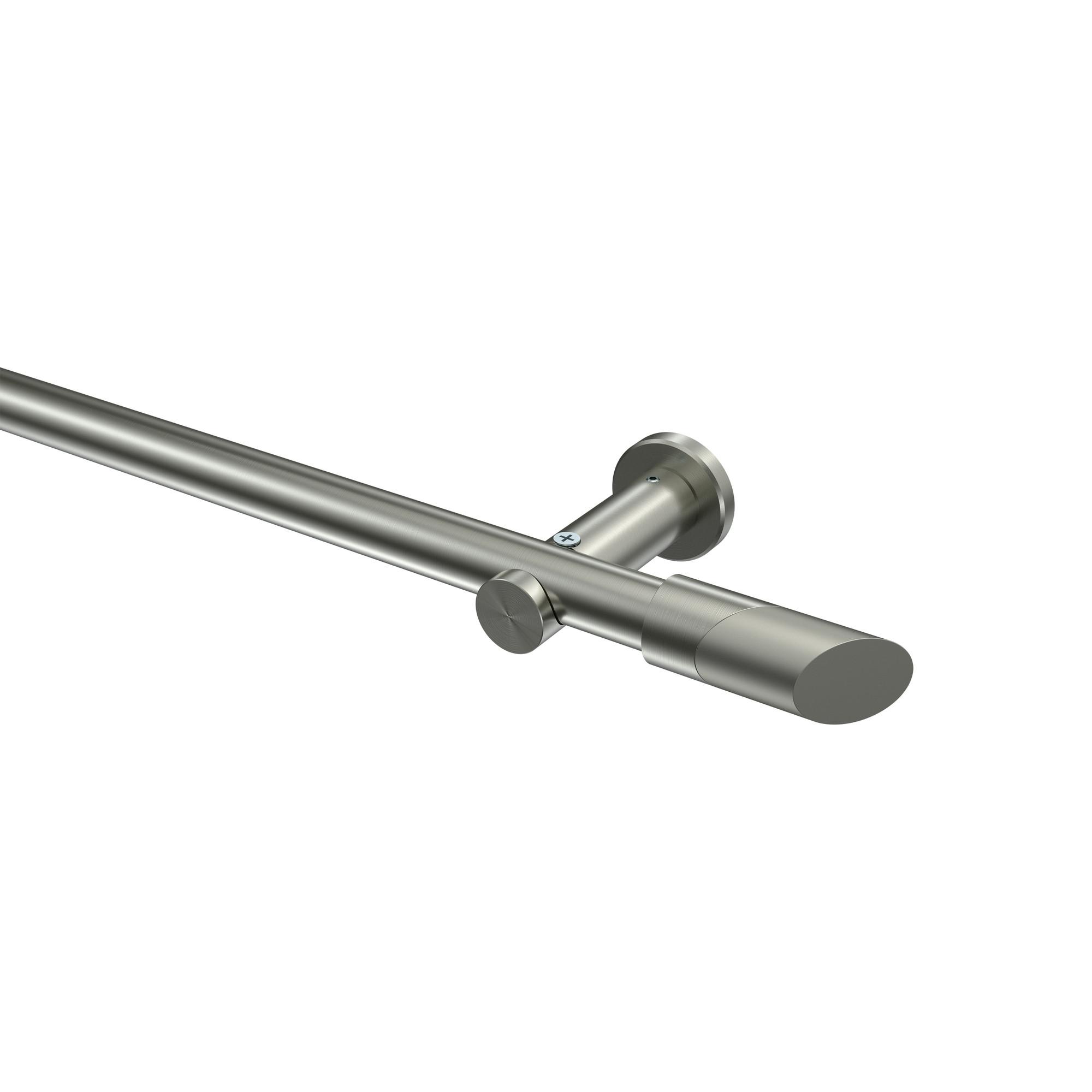 GARDINENSTANGE Platon Verano 360 cm (geteilt in 2 x 180 cm), 1-läufig (ohne Ringe), 20 mm Ø Edelstahl-Optik - Edelstahlfarben/Silberfarben, Metall (360cm) - INTERDECO