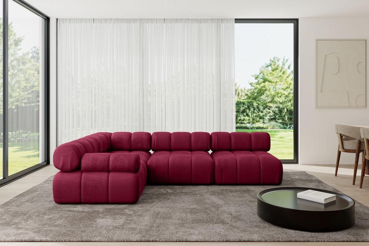 ECKSOFA modulares Sofa Mende-L2 - 285x190x70 cm Bordeauxrot Velours - Bordeaux, Holzwerkstoff/Textil (285/190cm) - ALTDECOR
