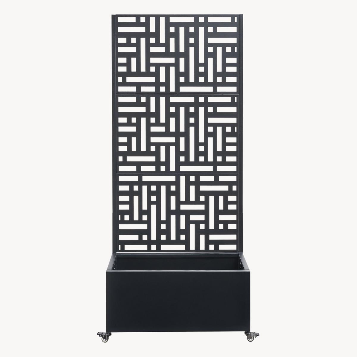 BLUMENKASTEN mit Trennwand Bernalda - Schwarz, Metall (82/190/38cm) - casa.pro