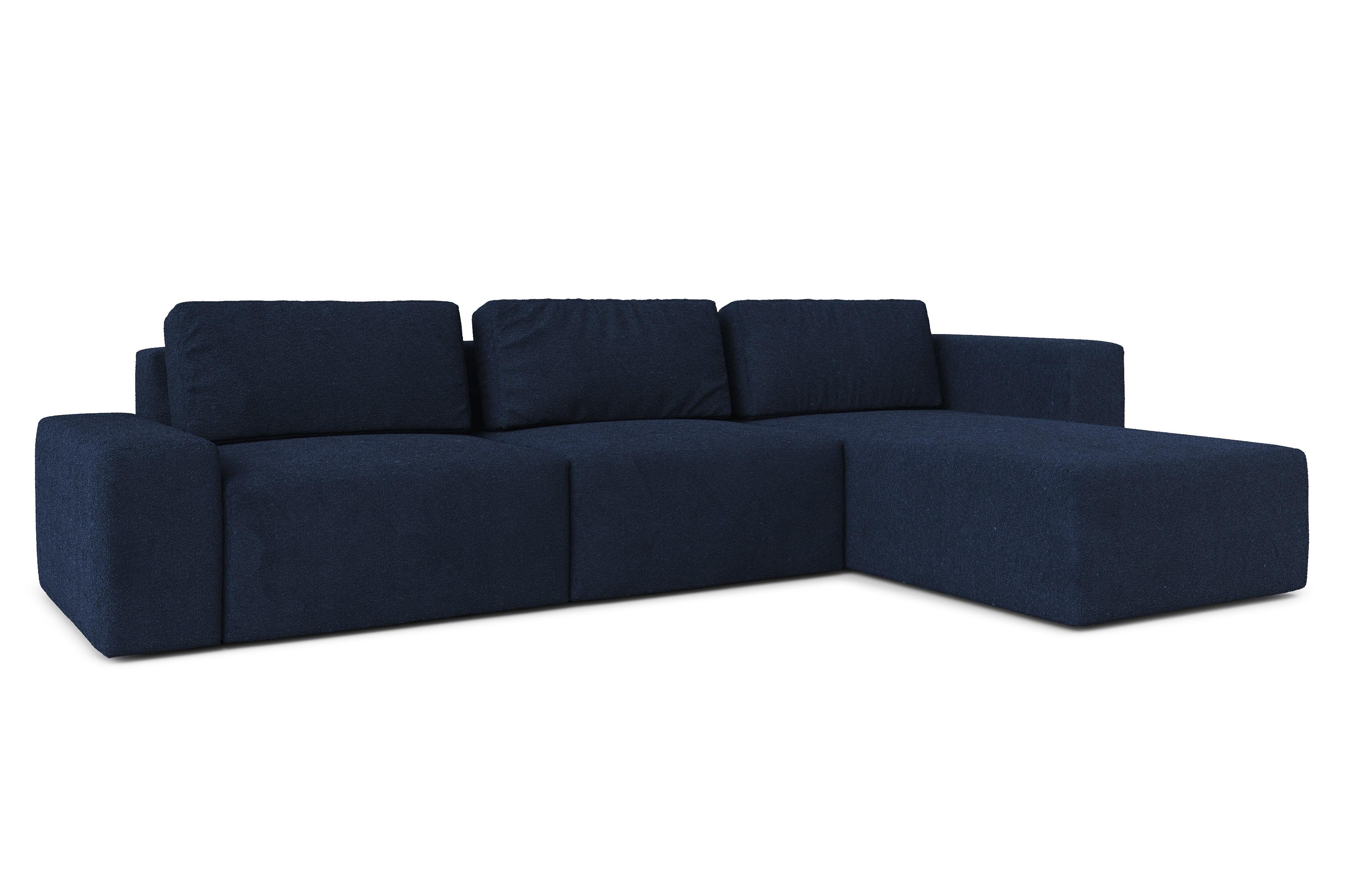 ECKSOFA L Form Arkleton Blau 360/180/93 cm Rechts Bequem & Modern - Blau/Schwarz, Kunststoff/Textil (360/180cm) - AX Living