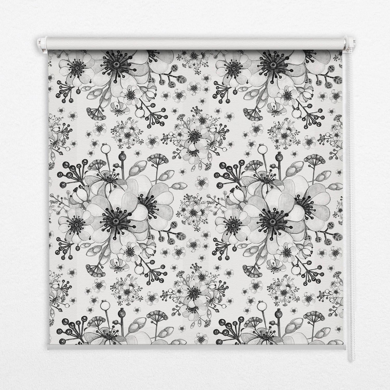 INNENROLLO - Fensterrollo - Rollo - 60x40 cm - Gezeichnete Blume - Grau, Kunststoff (60/140/0.5cm) - TULUP
