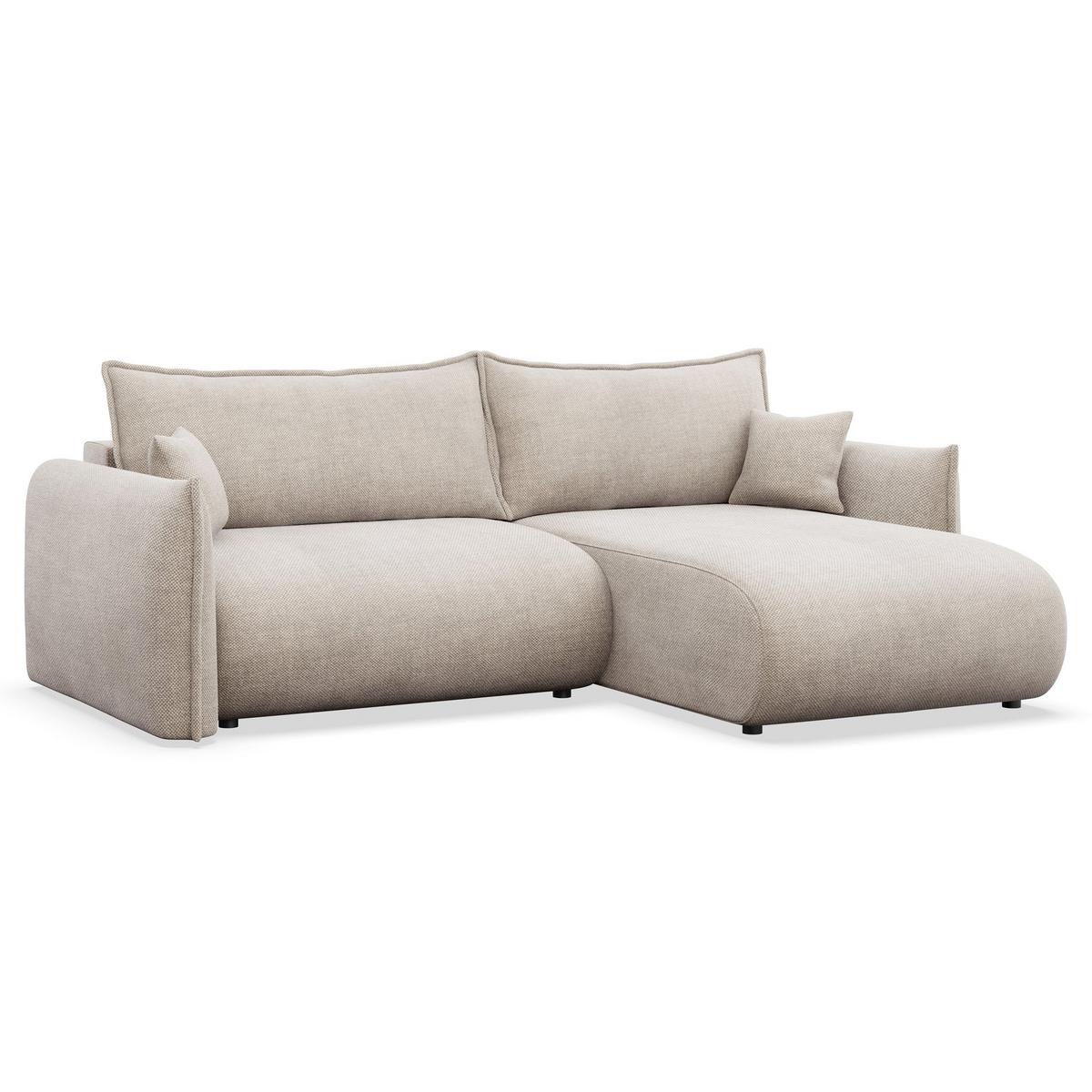 ECKSOFA Cushi Hellbeige-Chenille - Ecru/Schwarz, Kunststoff/Textil (183/252cm) - Selsey