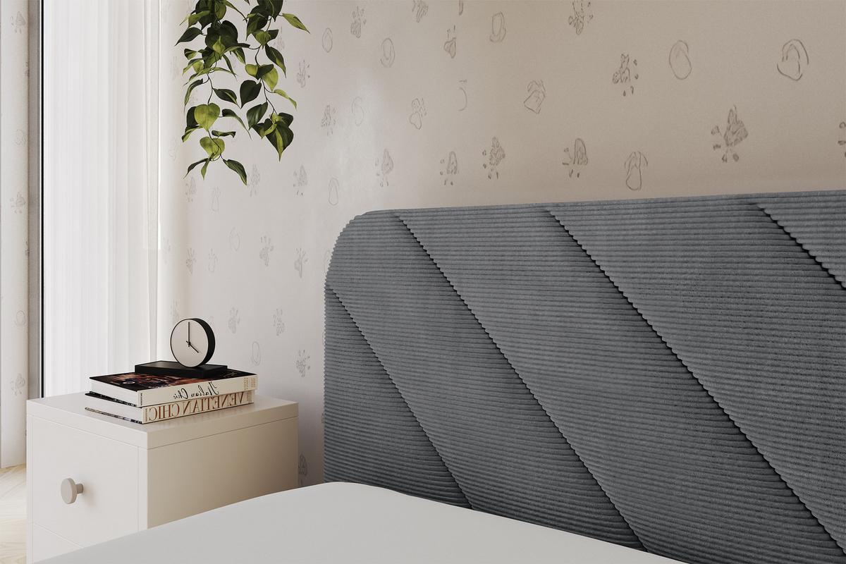 EINZELLBETT Jugendbett mit Bettkasten und Matratze H3/H4, Rechts - FIKY 90x200 Dunkelgrau - Schieferfarben, Holzwerkstoff/Textil (90/200cm) - ALTDECOR