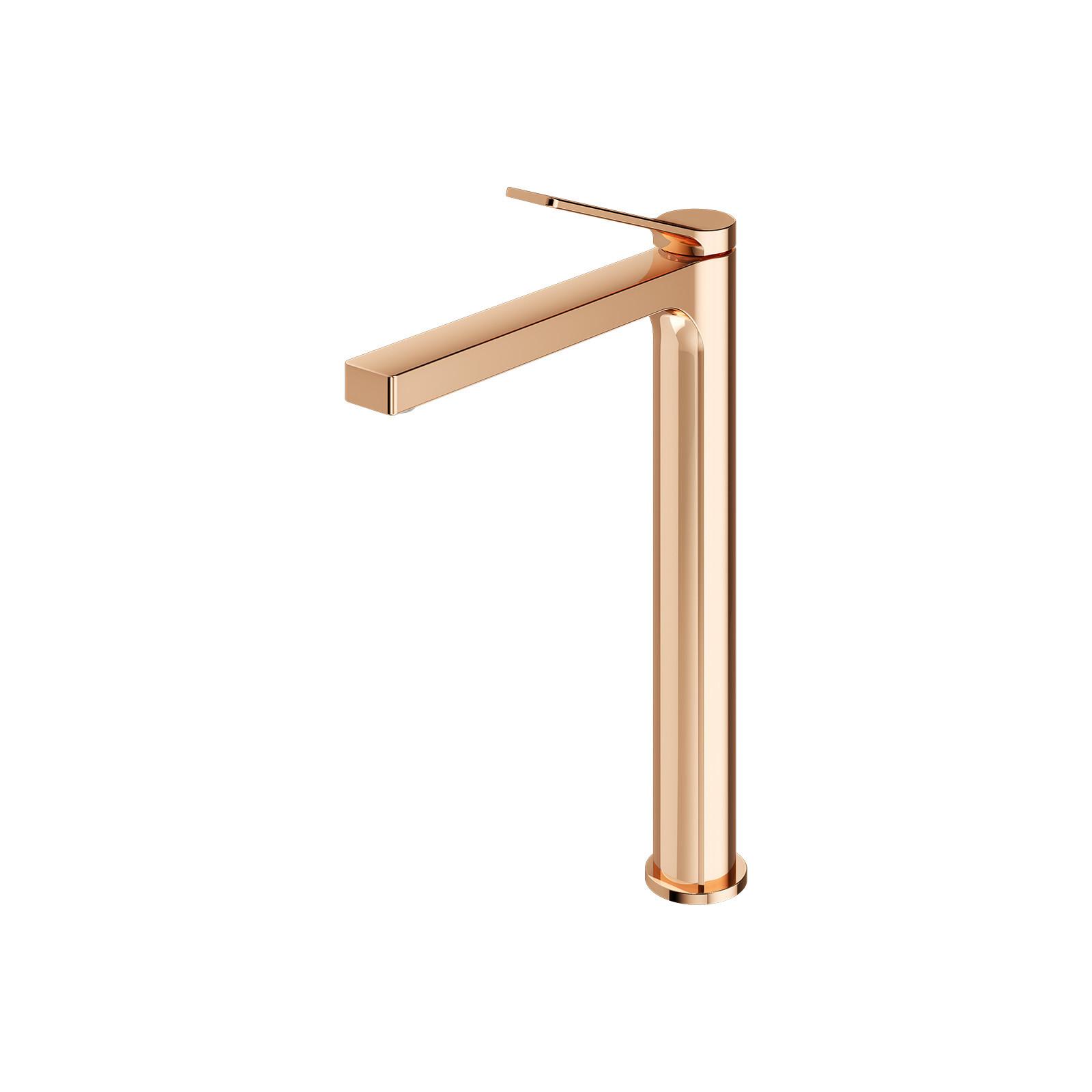 WASCHTISCHARMATUR mit Zertifiziertem Filterelement Rosengold Hoher Stil - Roségold, Metall (23.3/4.6/33.5cm) - EMKE