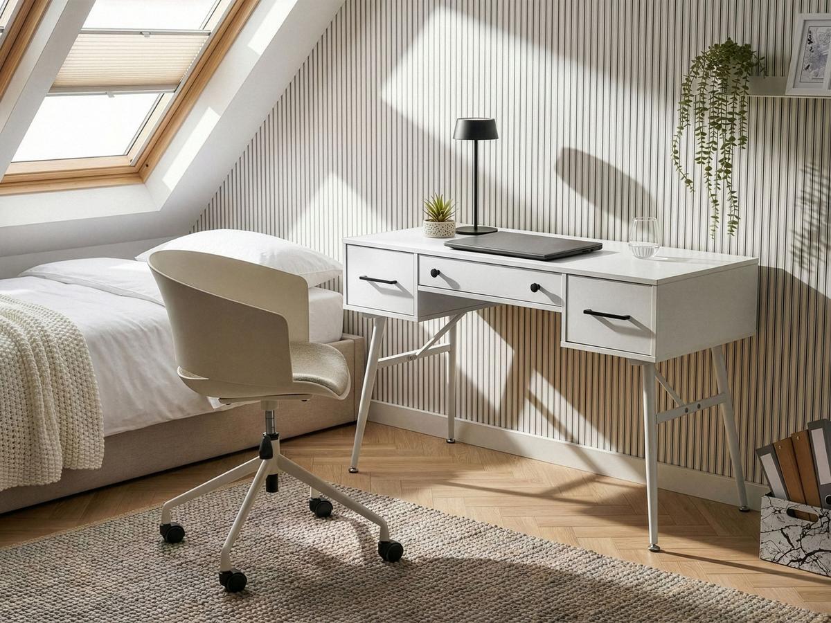 SCHREIBTISCH Weiß 120/50 cm Marfla - Weiß, Holzwerkstoff (50/120/76cm) - Beliani