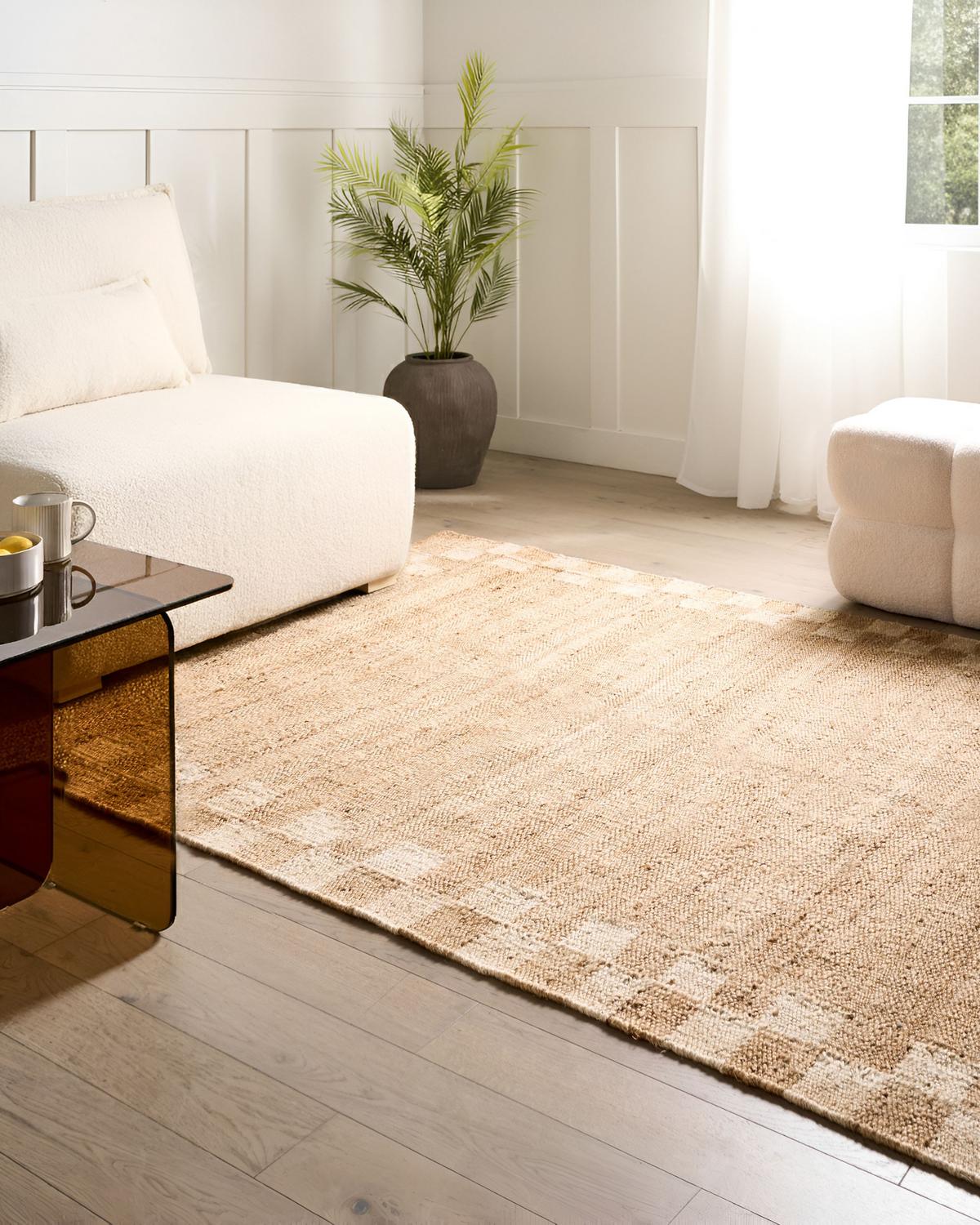 TEPPICH Hellbeige 160/230 cm Jute Beed - Beige, Textil (160/230cm) - Beliani