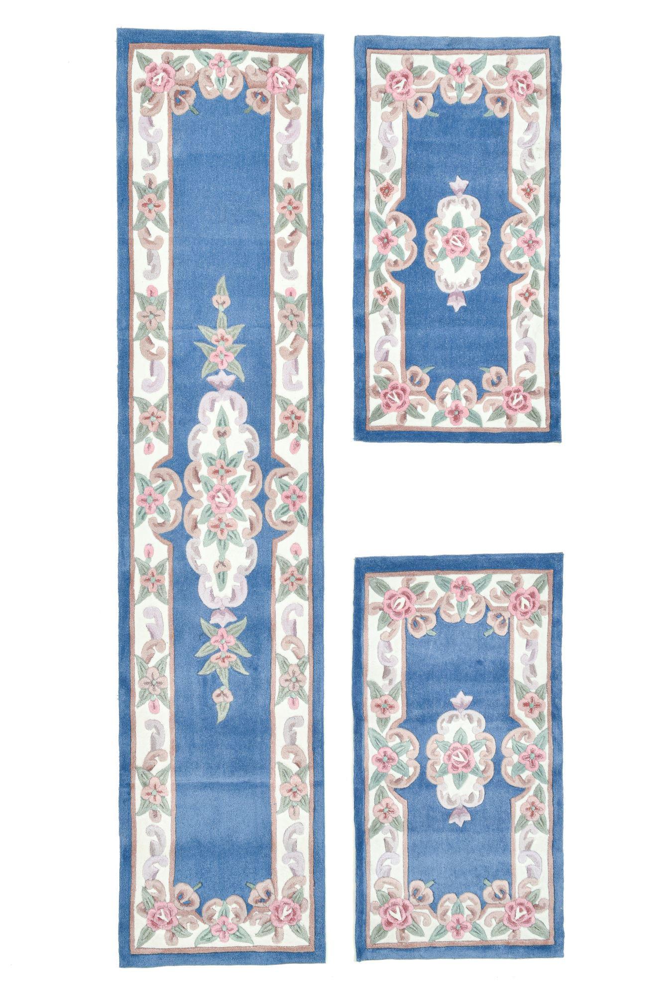 HANDTUFTTEPPICH Ming Bettumrandung 70x600 cm - Blau, Textil (70/600cm) - THEKO