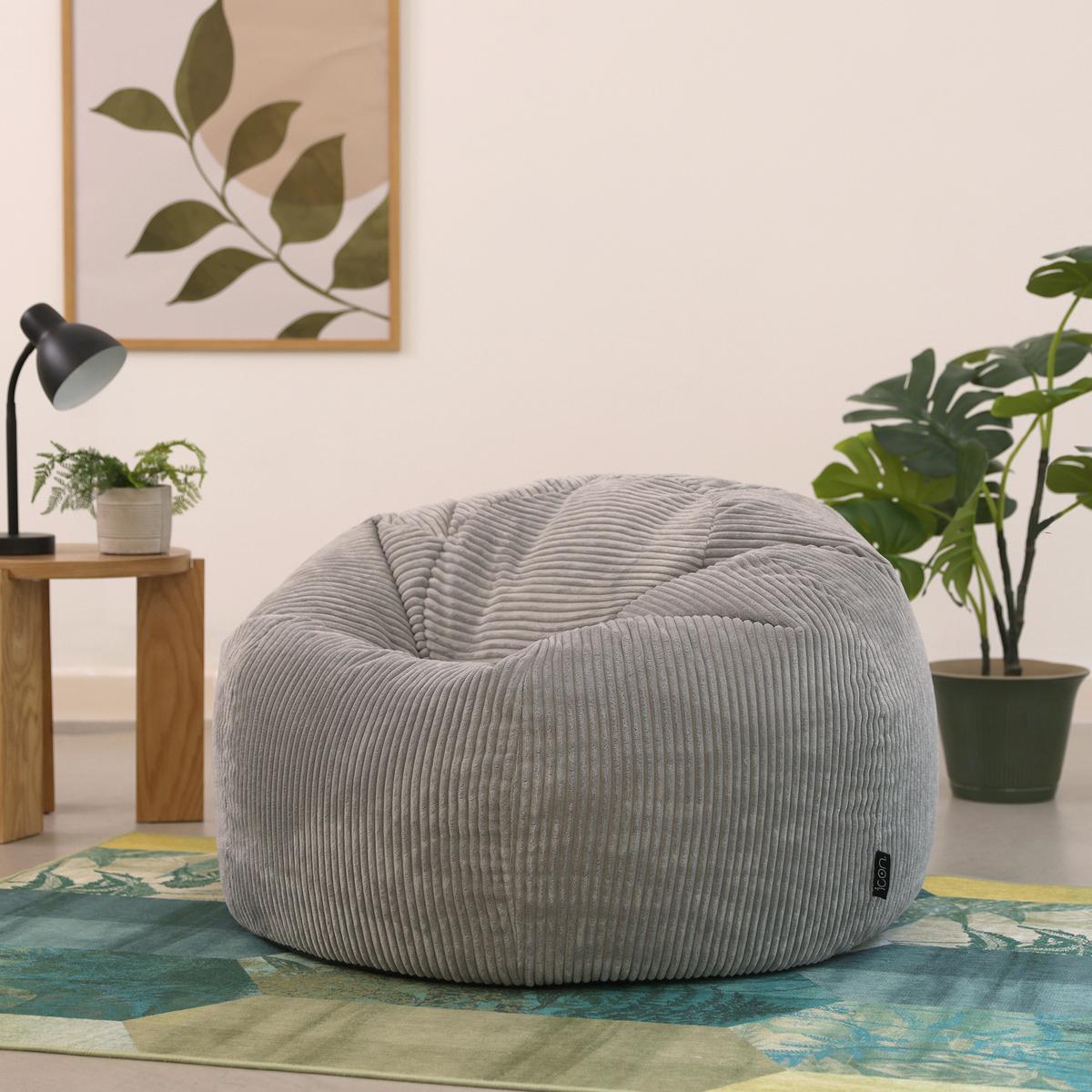 SITZSACK Klassisch Sessel aus Cord 2-tlg. - Grau, Textil (85/50/85cm) - icon