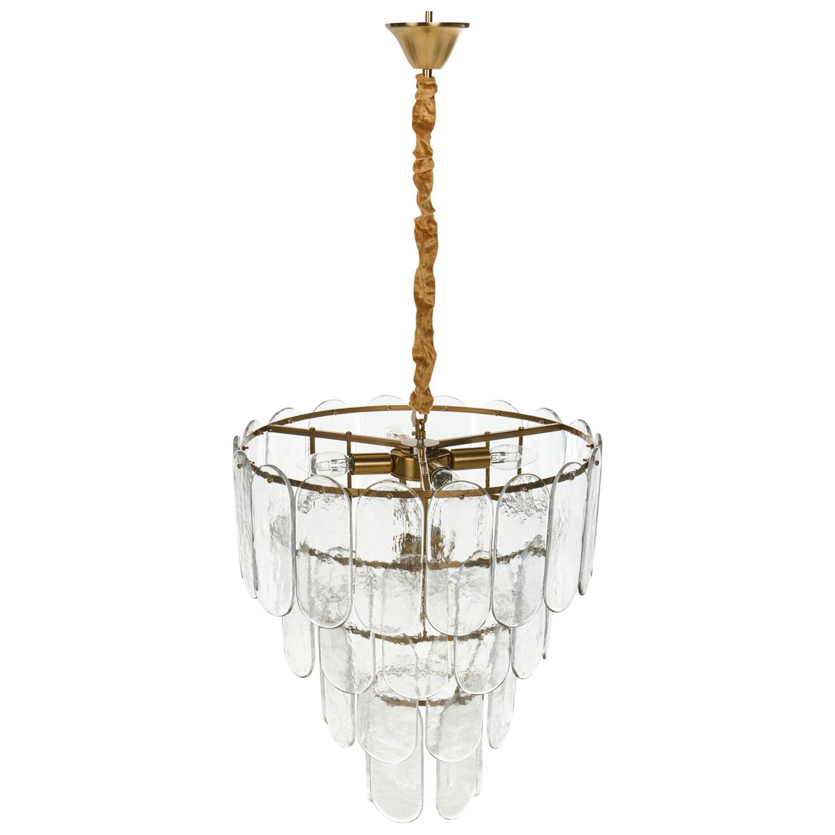 KRONLEUCHTER Glas Messing Caraveli - Transparent/Messingfarben, Glas (48/48/107cm) - Beliani