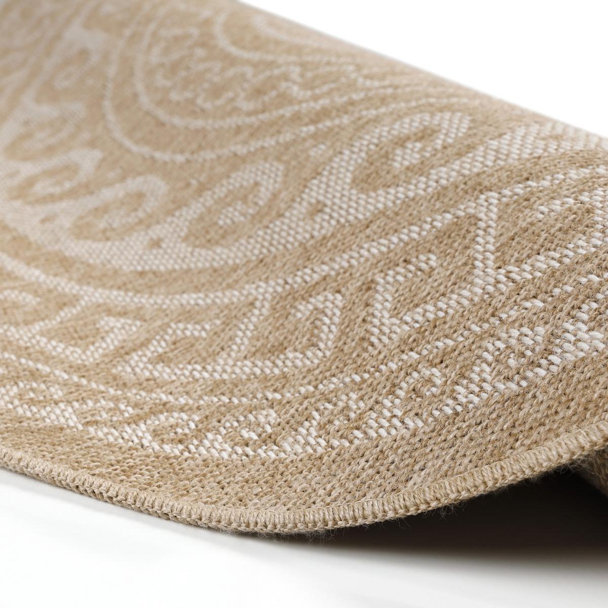 TEPPICH Outdoor KAUNS in Beige, im Vintage-Stil, aus Polypropylen, Ø 120 cm - Beige, Textil (120/120cm) - KADIMA DESIGN