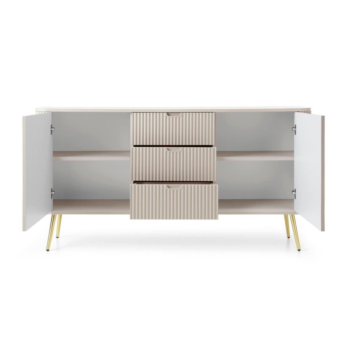 SIDEBOARD Zova Greige mit goldenen Beinen 168 cm - Taupe/Goldfarben, Holzwerkstoff/Metall (168/87/39cm) - Selsey