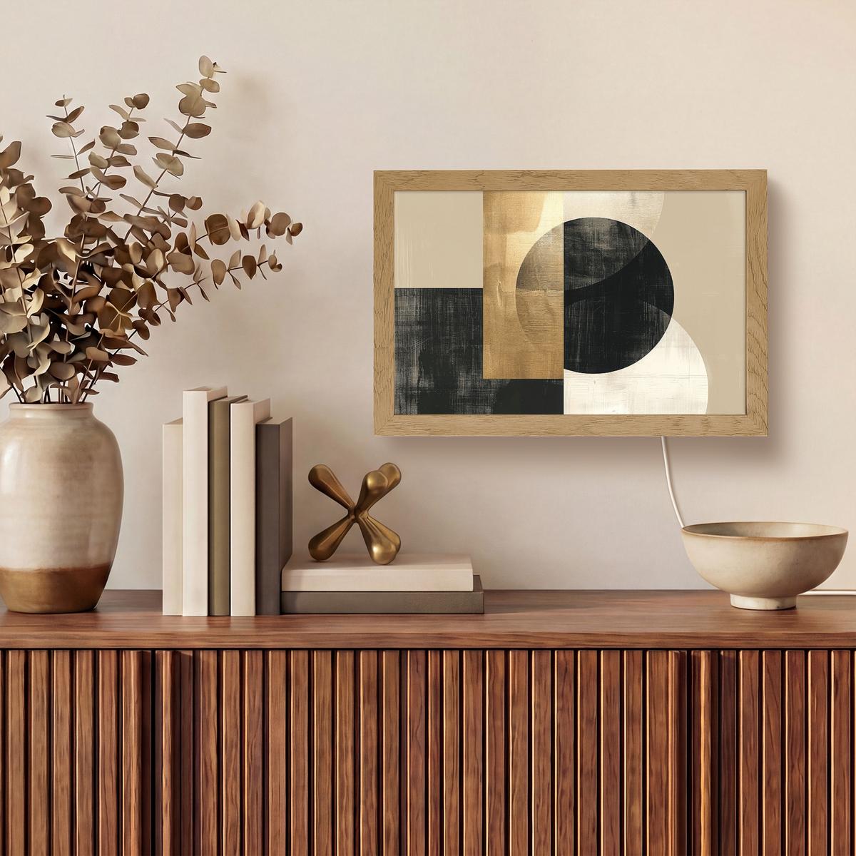 WANDLEUCHTE Abstrakt - Modern - Schwarz - Gold 30x20 cm - Sandfarben, Holzwerkstoff (30/20/8cm) - OnlyWow