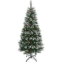 WEIHNACHTSBAUM mit roten Beeren 180cm Grün - Grün, Metall (180cm) - COSTWAY