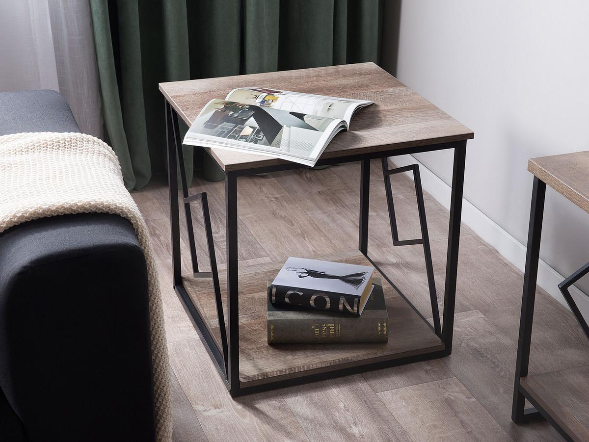 BEISTELLTISCH dunkler Holzfarbton quadratisch 56/56 cm Forres - Dunkelbraun/Schwarz, Holzwerkstoff (56/56/56cm) - Beliani