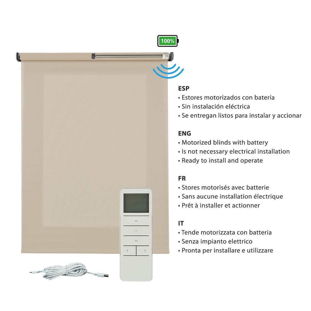 ROLLO motorisiert, Beige, 100 x 250 cm - Beige, Kunststoff (100/250cm) - STORESDECO