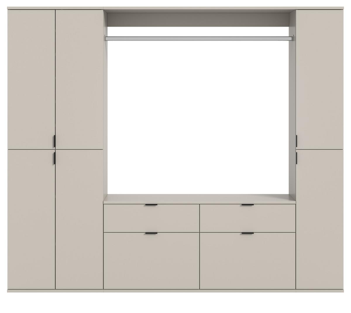 GARDEROBEN-SET Kaschmir 212 x 193 cm, Garderobenschrank mit viel Stauraum - Kaschmir/Schwarz, Holzwerkstoff/Metall (212/193/34cm) - Inn.Furn