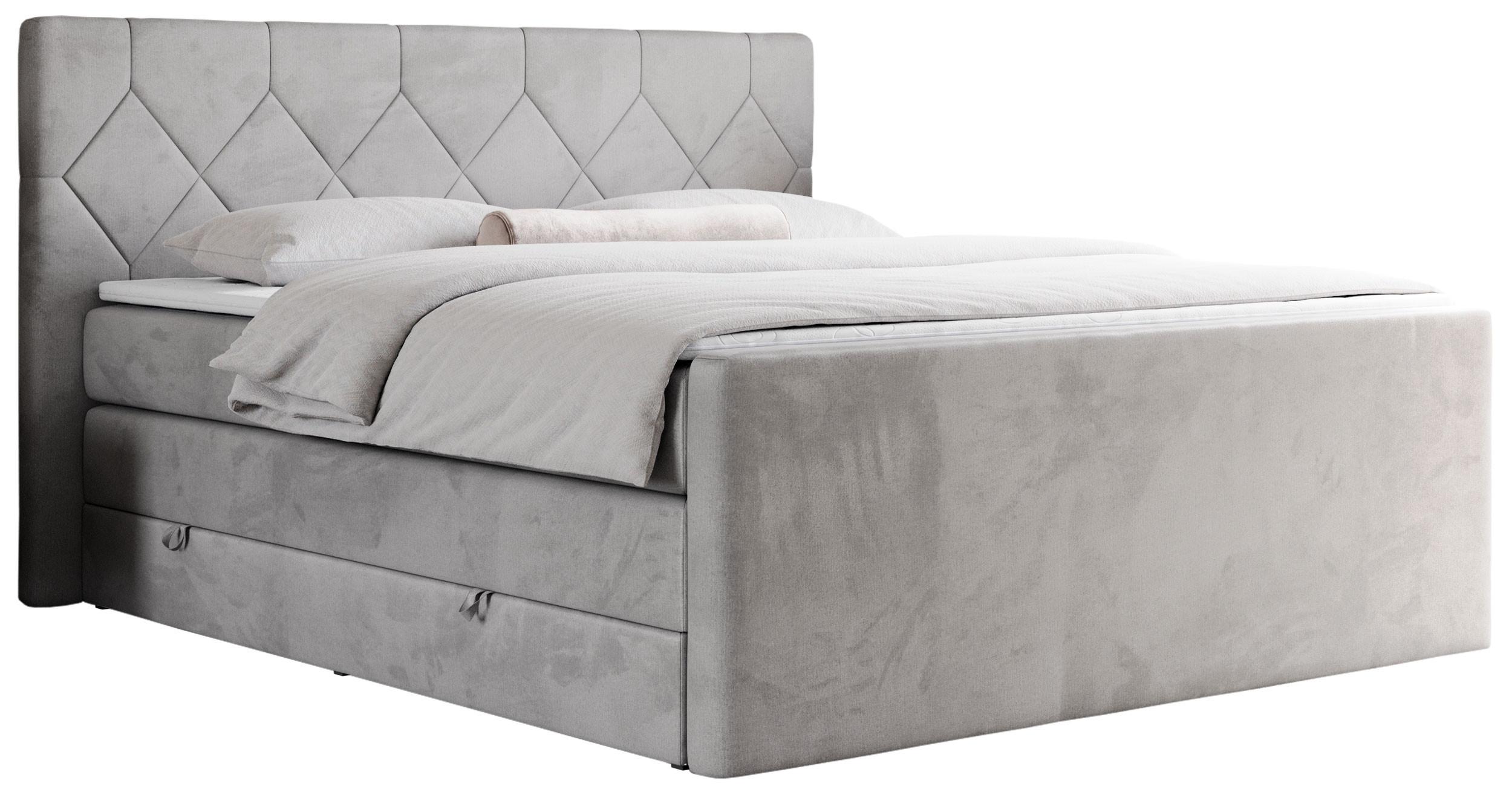 BOXSPRINGBETT KING EIGAR 120/200 Hellgrau Velvet - H3 - Hellgrau, Holz/Textil (120/200cm) - MKS