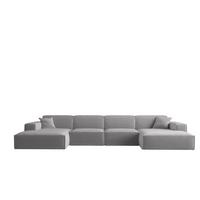 WOHNLANDSCHAFT Celes Premium Opera - Hellgrau, Holzwerkstoff/Textil (379/73/165cm) - Fun Möbel