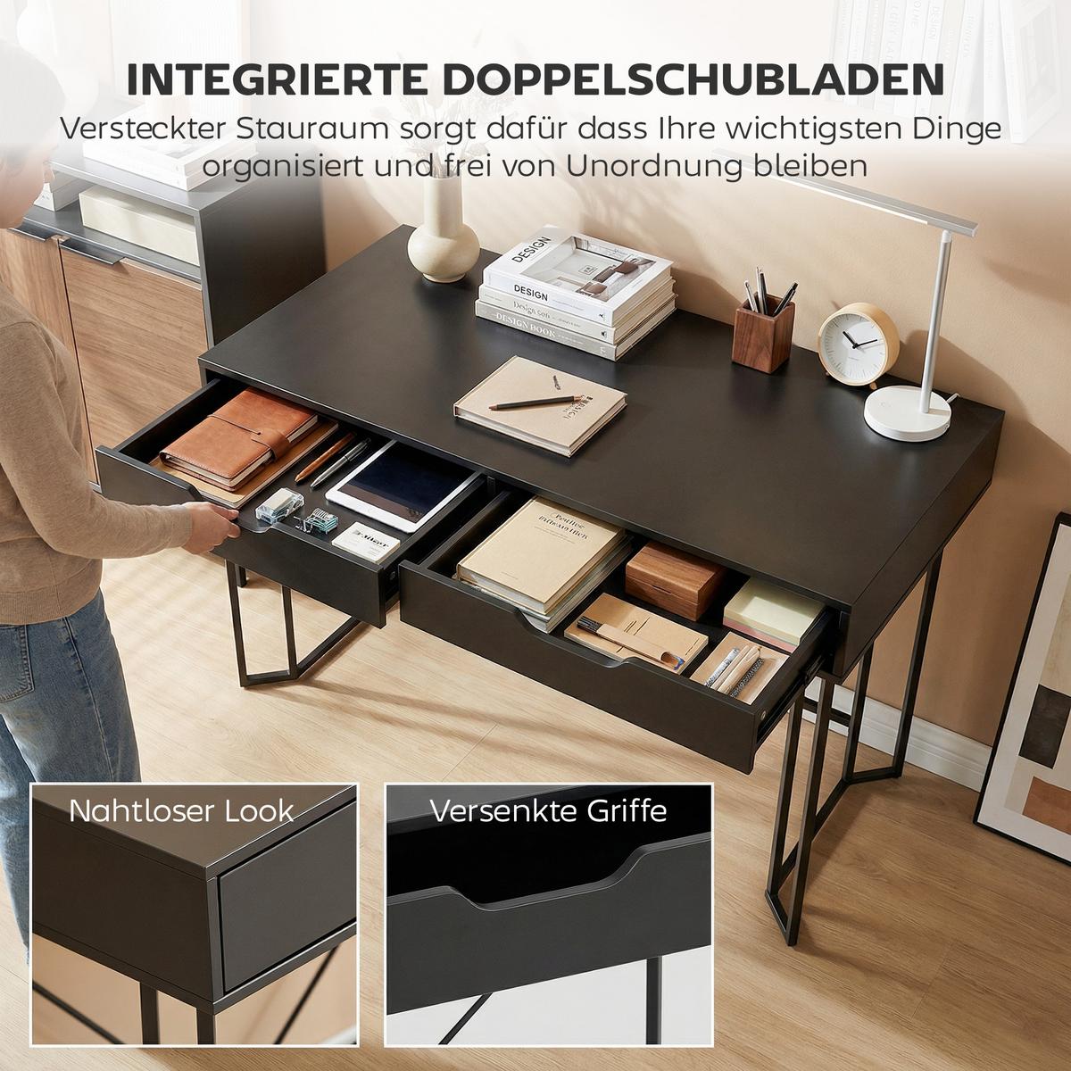 SCHREIBTISCH Spanplatte-Metall Schwarz - Schwarz, Holzwerkstoff/Metall (120/60/77cm) - HOMCOM