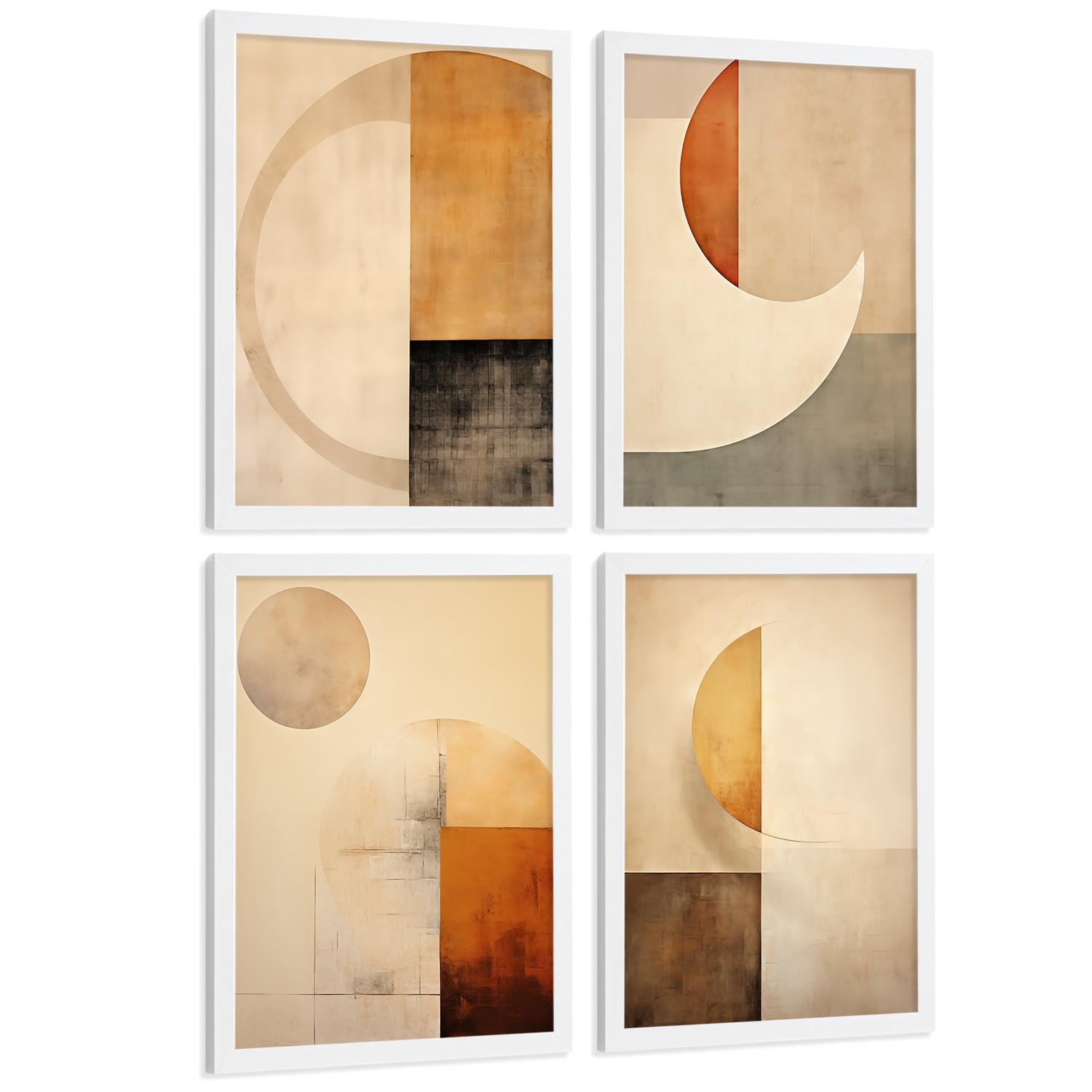 POSTER Set of 2 Beige Abstract Shape Wall Art Modern Living Room Bedroom Kitchen Bathroom Decor Weißer Rahmen A3 - Weiß, Papier (29.7/1/42cm) - Nacnic