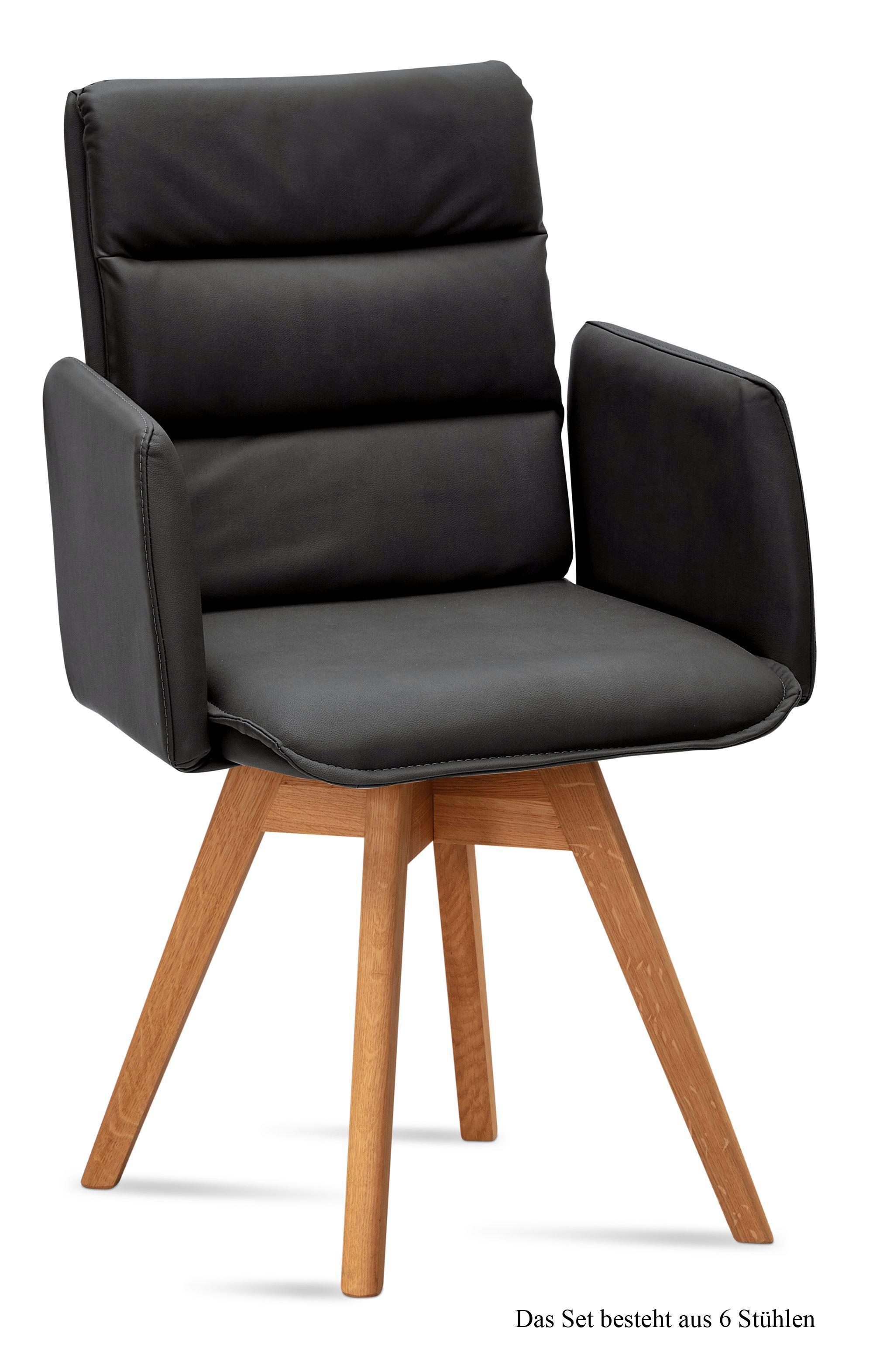 ARMLEHNSTUHL drehbar (6er-Set) Dorri 52x92x60 Eiche geölt/Anthrazit - Eichefarben/Anthrazit, Kunststoff (60/92/52cm) - 58aufmkessel