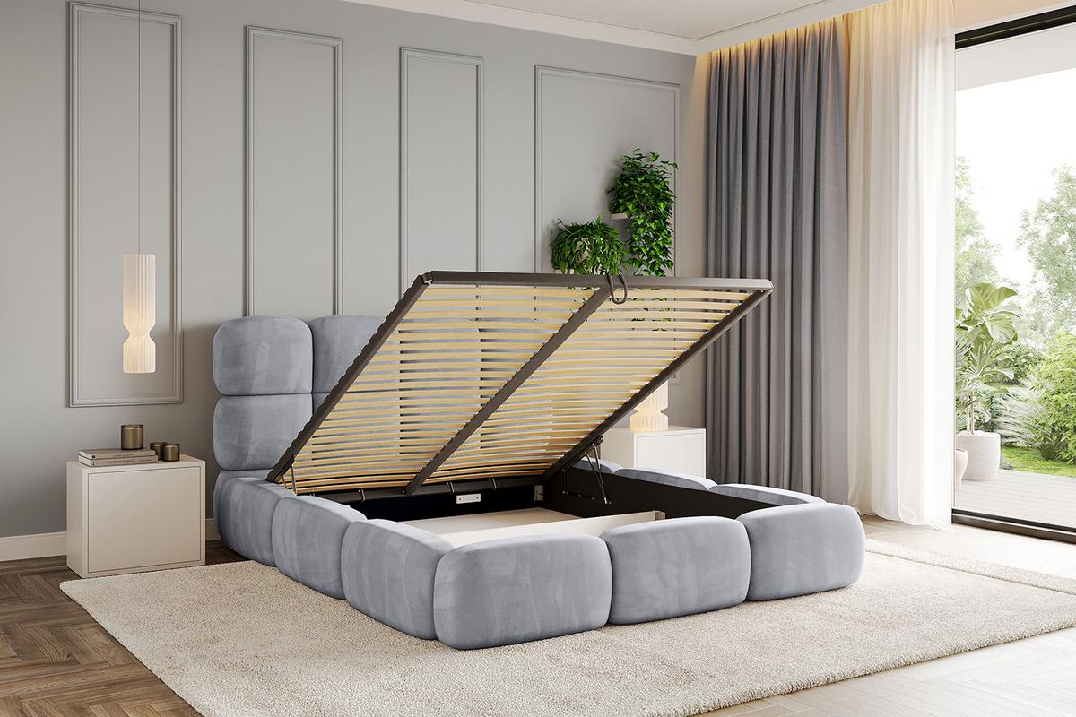 POLSTERBETT mit Bettkasten und Lattenrost, Boxbett ohne Matratze - NOMA 180x200 Hellgrau - Hellgrau, Holzwerkstoff/Textil (180/200cm) - ALTDECOR