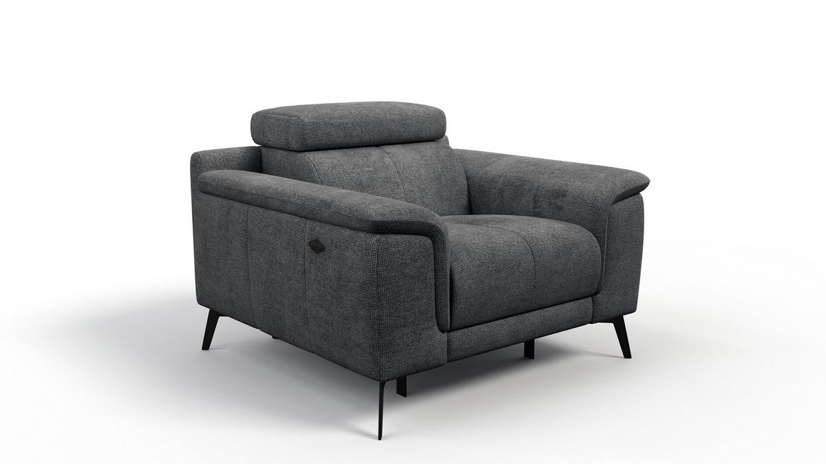 SESSEL FIERO mit Relaxfunktion, dunkelgrau - Dunkelgrau/Schwarz, Holzwerkstoff/Textil (114/82/103cm) - Wozimo
