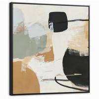 LEINWAND Bilder mit Rahmen - Farbe - Abstrakt - Farben - 90x90 - Currygelb, Textil (90/90cm) - MuchoWow