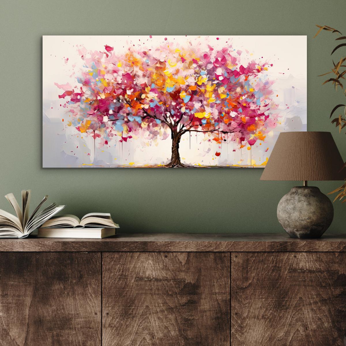 METALLBILD Aquarell - Baum - Kunst - Abstrakt 80x40 cm - Multicolor, Metall (80/40cm) - MuchoWow
