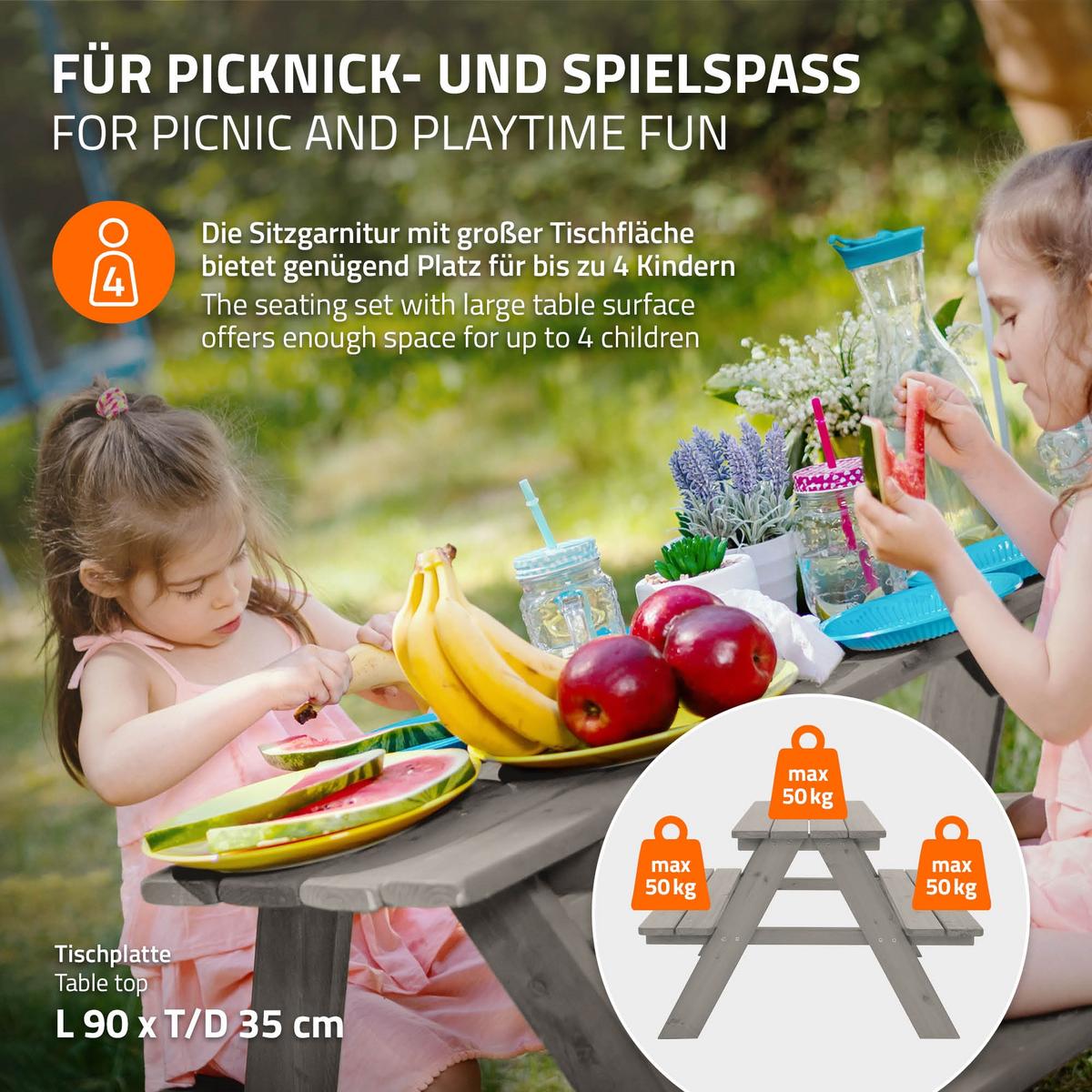 KINDERSITZGARNITUR Grau aus Massivholz - Grau, Holz - ML-DESIGN