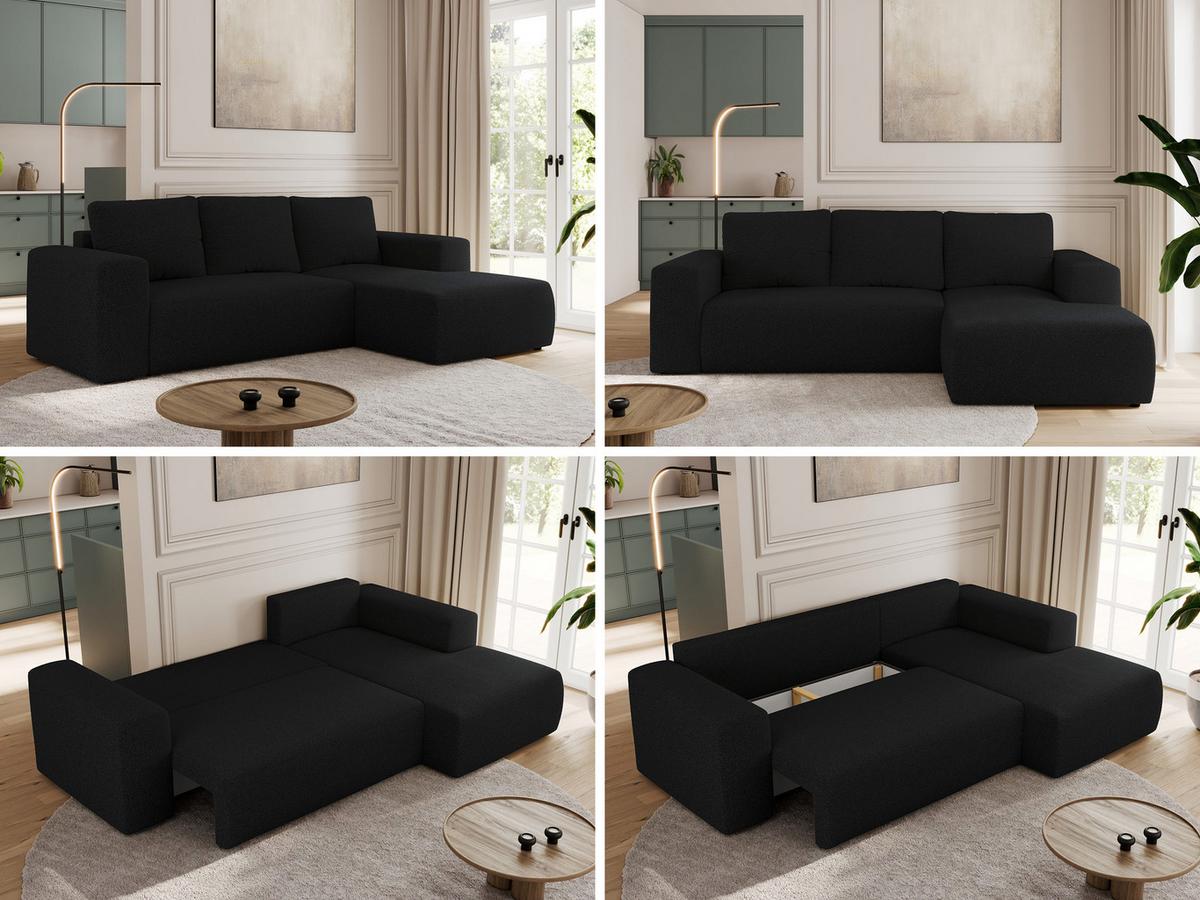 ECKSOFA TRENTINO L Schwarz Boucle - Rechts - Schwarz, Kunststoff/Textil (164/266cm) - MKS