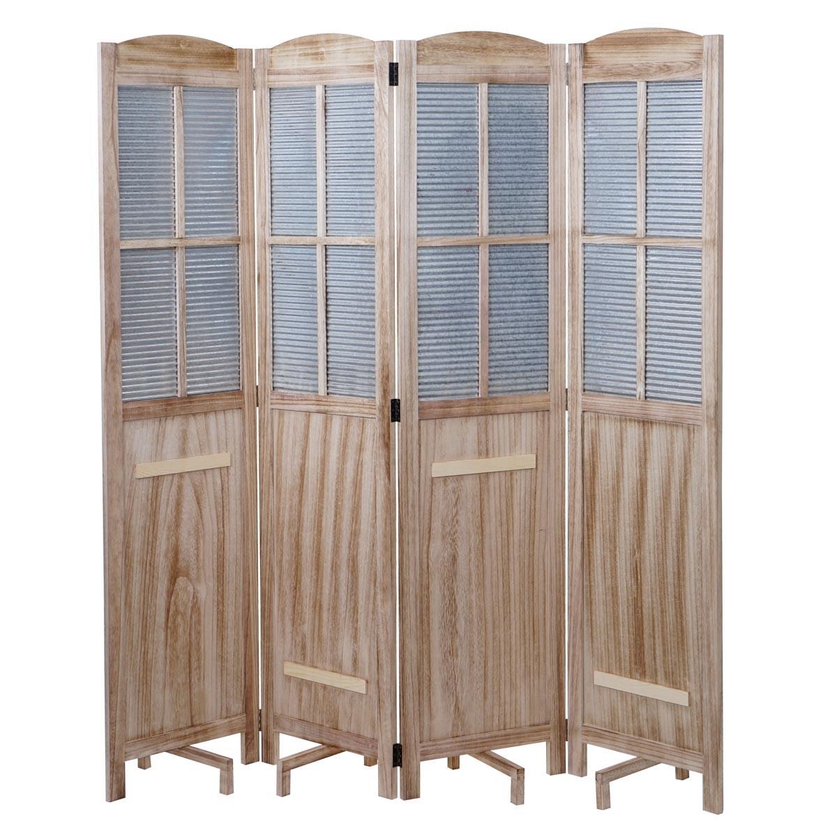 PARAVENT Grau, Braun - Braun/Grau, Holz (161/170/28cm) - MCW