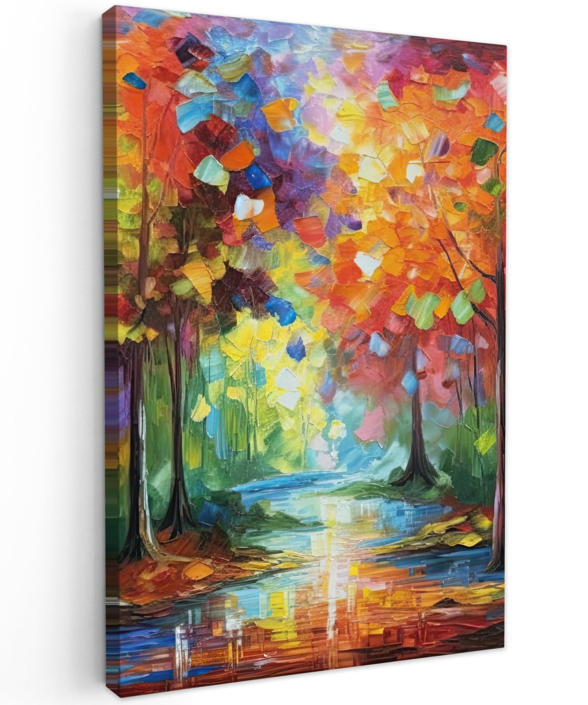 LEINWANDBILD Landschaft - Wald - Farben - Natur Deko XXL 80x120 cm - Multicolor, Textil (80/120cm) - MuchoWow