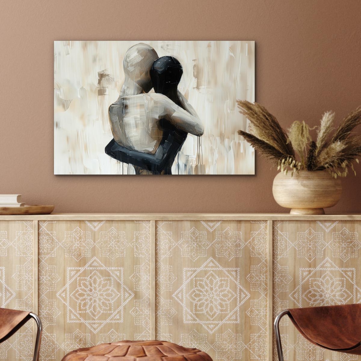 METALLBILD Abstrakt - Liebe - Schwarz und weiß - Modern Wandbild 60x40 cm - Schwarz, Metall (60/40cm) - MuchoWow