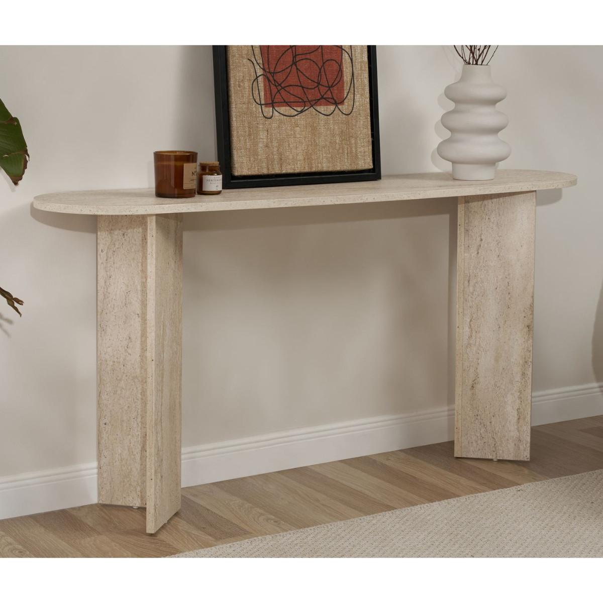 KONSOLE mit zwei Beinen SIRA 150/35/75 cm - Beige, Holzwerkstoff (46/35/75cm) - Calicosy