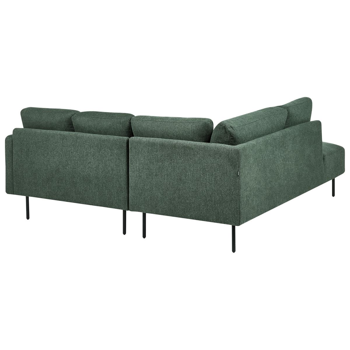 ECKSOFA 4-Sitzer Stoff Dunkelgrün rechtsseitig Breda - Schwarz/Grün, Textil (210/200cm) - Beliani