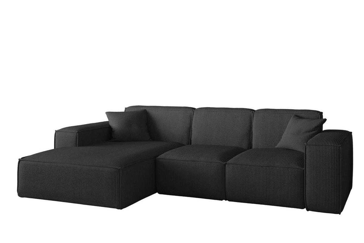 ECKSOFA Celes Premium Stoff Scala - Schwarz, Holzwerkstoff/Textil (266/165cm) - Fun Möbel