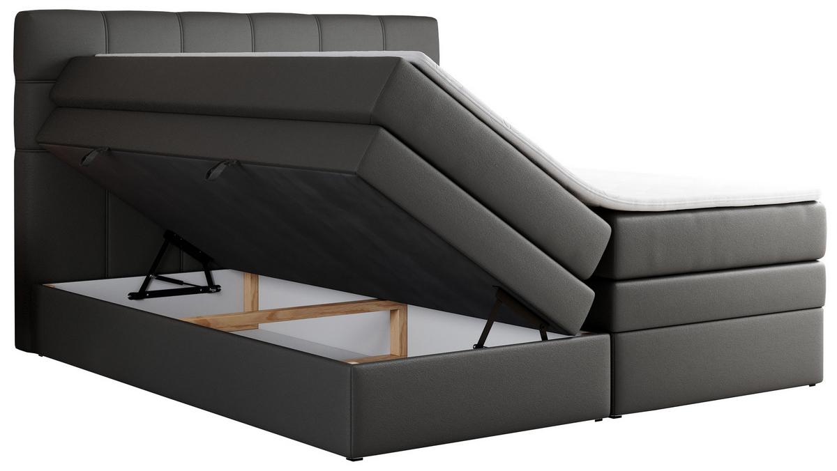 BOXSPRINGBETT ERNI KING 140/200 Dunkelgrau Kunstleder - H3 - Dunkelgrau, Holz/Textil (140/200cm) - MKS