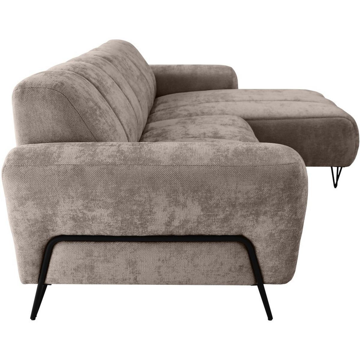 ECKSOFA Volare Mini ohne Schlaffunktion braun rechts, Vega-Stoff - Schwarz/Braun, Textil/Metall (256/165cm) - Beautysofa
