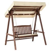 HOLLYWOODSCHAUKEL 2-Sitzer Dunkler Holzfarbton Caviola - Dunkelbraun/Beige, Holz (165/176/109cm) - Beliani