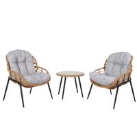 POLY-RATTAN GARNITUR Braun, Hellgrau - Hellgrau/Braun, Kunststoff - MCW