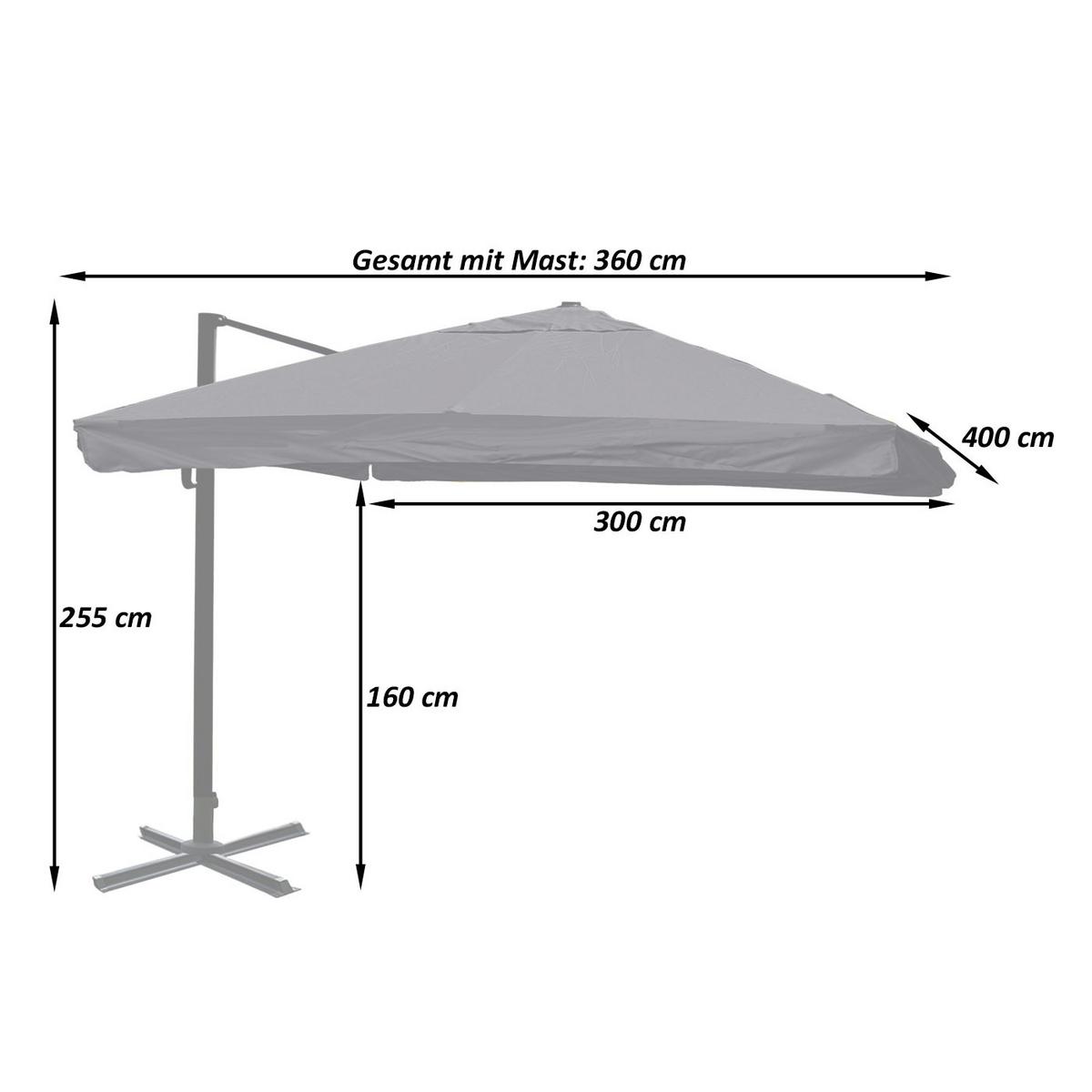AMPELSCHIRM Cremeweiß 300/400 cm - Weiß, Textil (400/300cm) - MCW