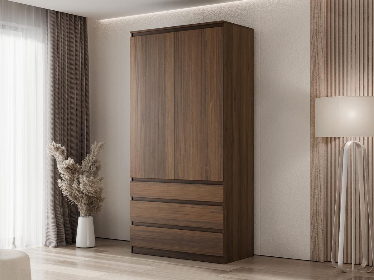 DREHTÜRENSCHRANK Malwa 2D3SZ - Nussbaumfarben, Holzwerkstoff (52/202/100cm) - MIRJAN24