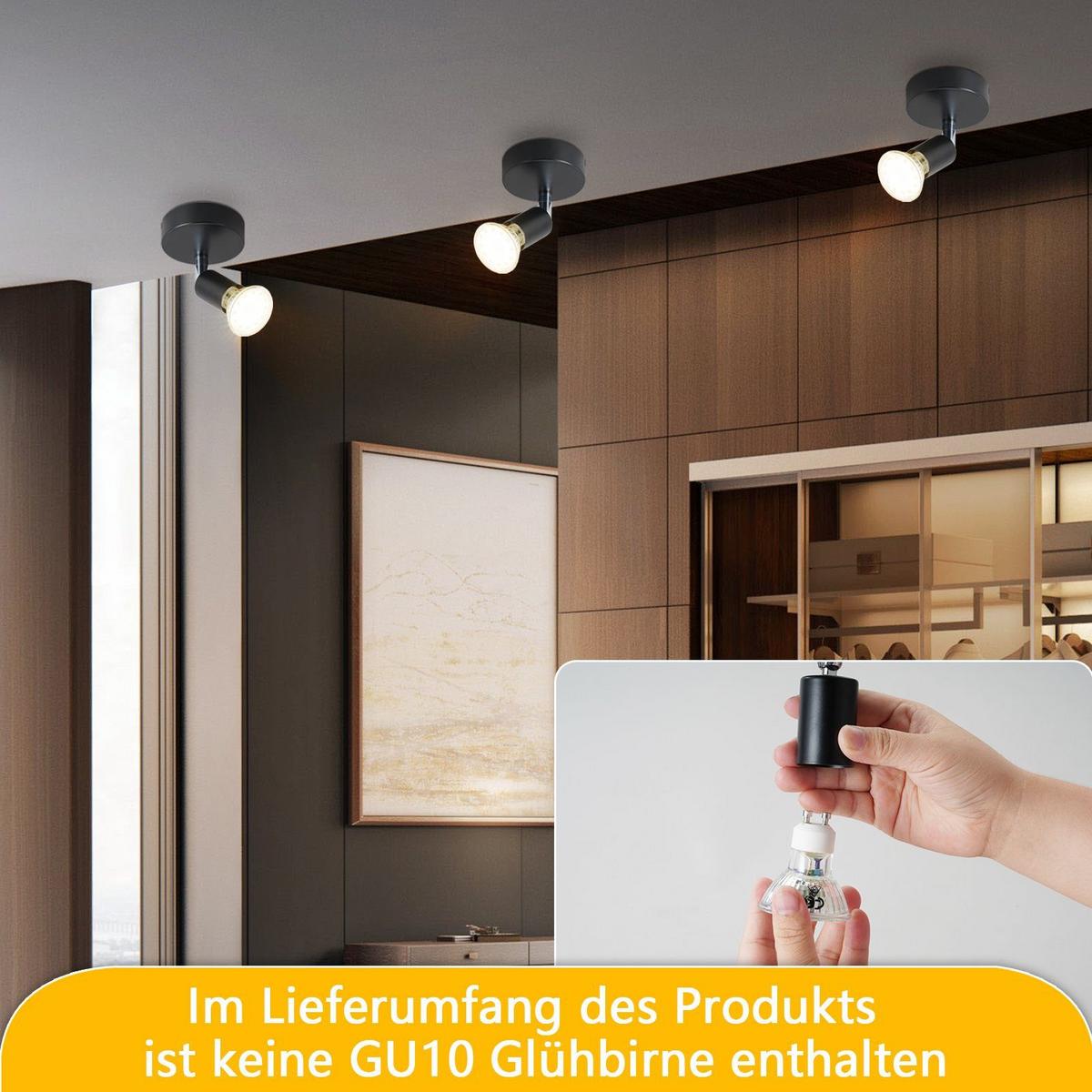 DECKENSTRAHLER Max 1-flammig 8/8/11 cm - Schwarz, Metall (8/8/11cm) - Nettlife