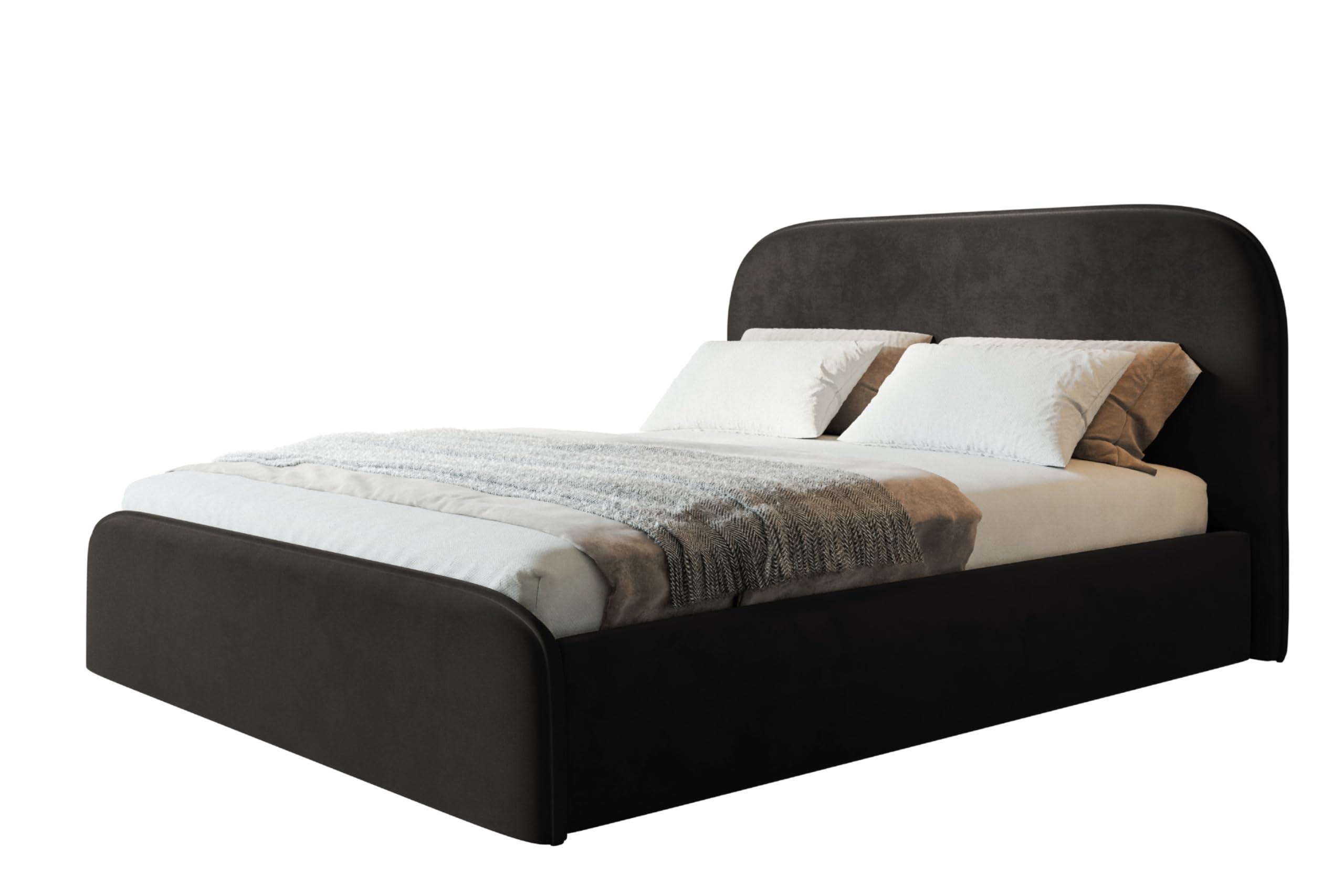 BETT 180x200 - Polsterbett mit Bettkasten und Holzrahmen - Modern Betten - Amor-Samtstoff - Kollektion Vienna - Schwarz - Schwarz, Holz/Textil (180/200cm) - Alpi-Möbel