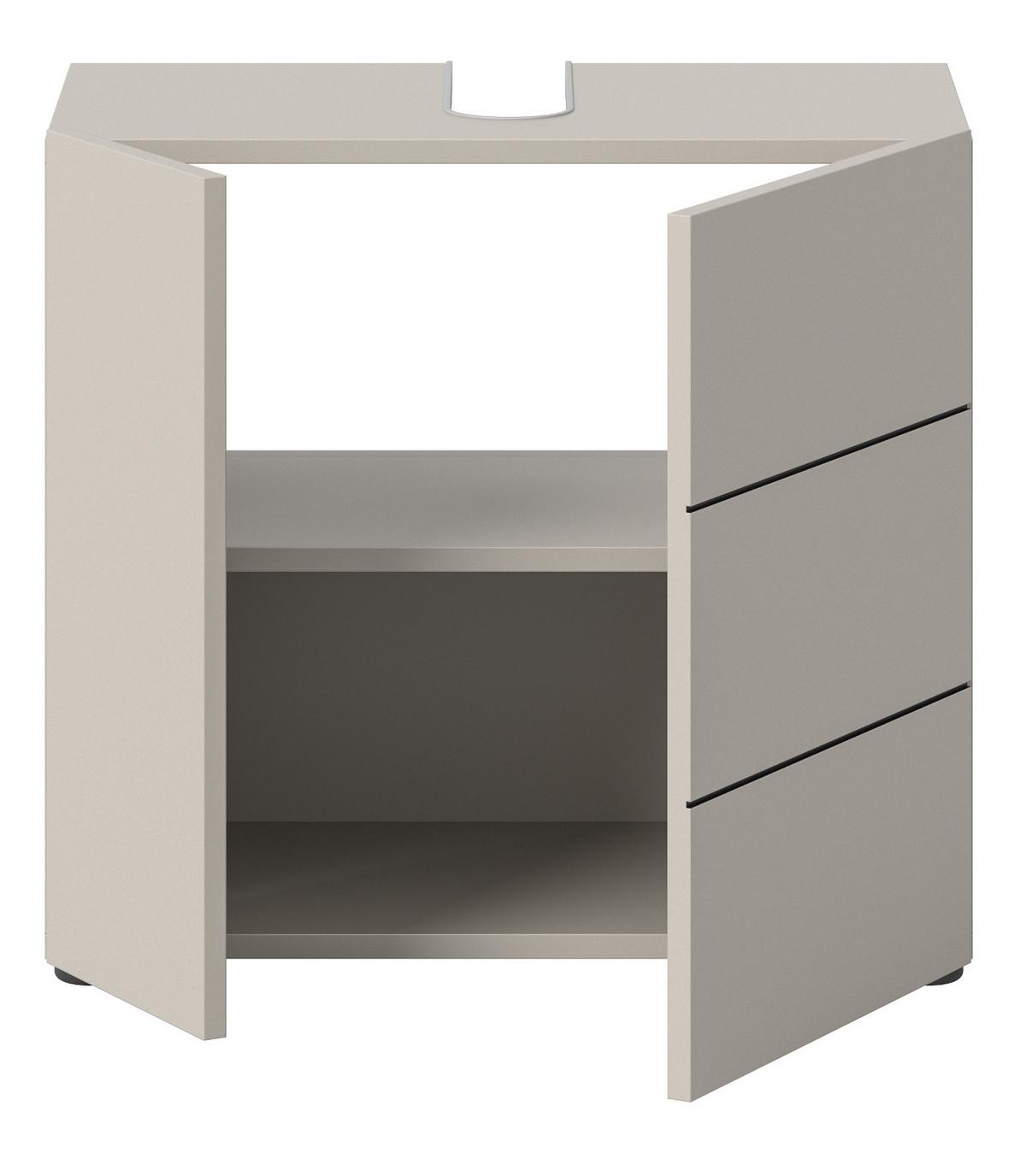 WASCHBECKENUNTERSCHRANK Kaschmir, Badezimmer Unterschrank 60 x 56 cm - Kaschmir/Schwarz, Holzwerkstoff/Kunststoff (60/56/34cm) - Inn.Furn